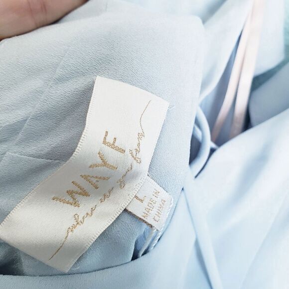 Wayf The Riley Lace-Up Back Wrap Evening Dress in Ocean Mist - Picture 8 of 9